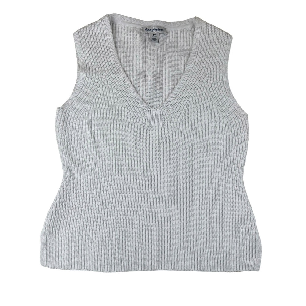Tommy Bahama Small Coastal V-Neck Sweater Vest Pima Cotton Bamboo Knit
